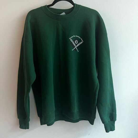 Vintage Heavyweight Lee’s Forrest Green Swiss Re American Crewneck Sweatshirt - - Picture 1 of 6